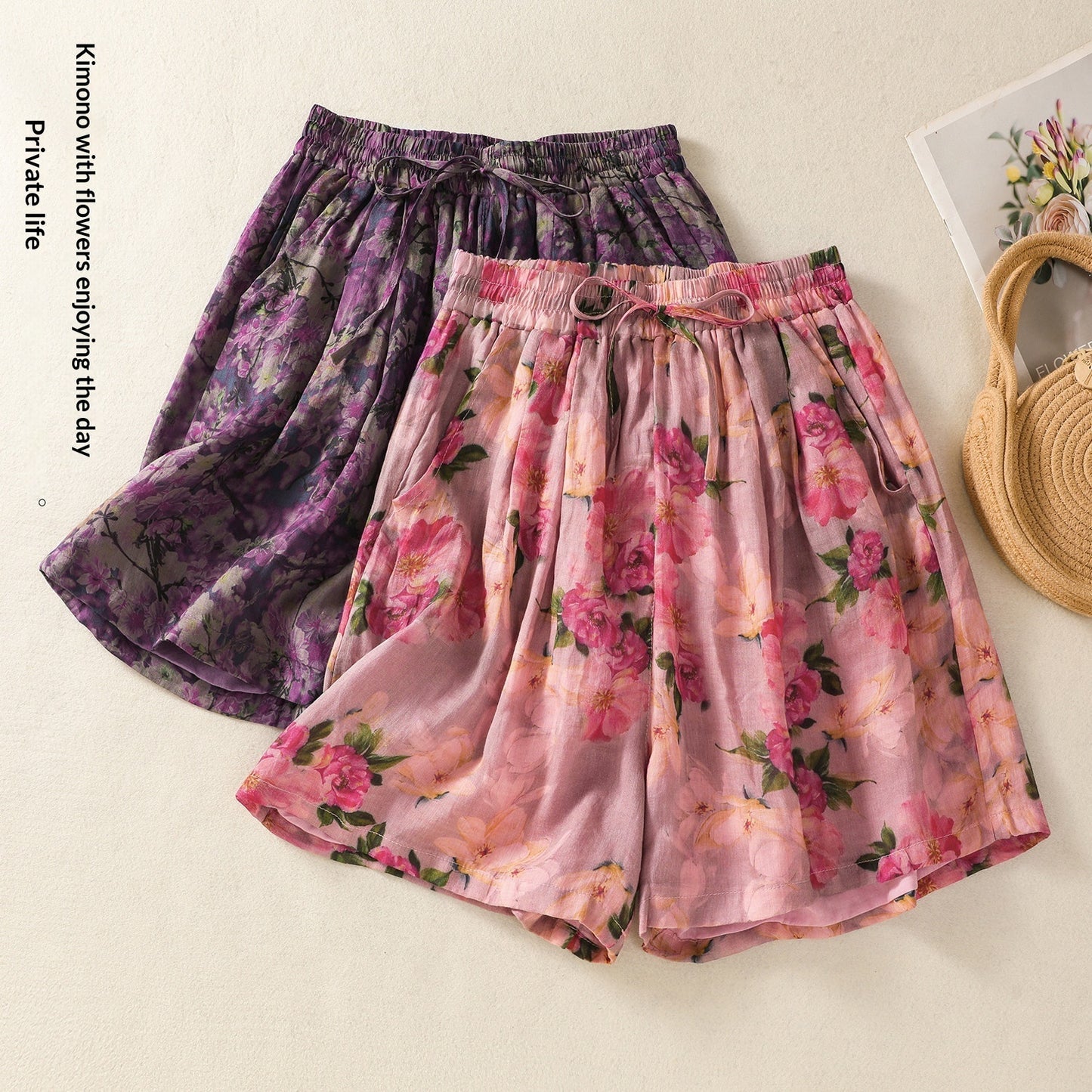 Lightweight Floral-print Shorts With A Lining