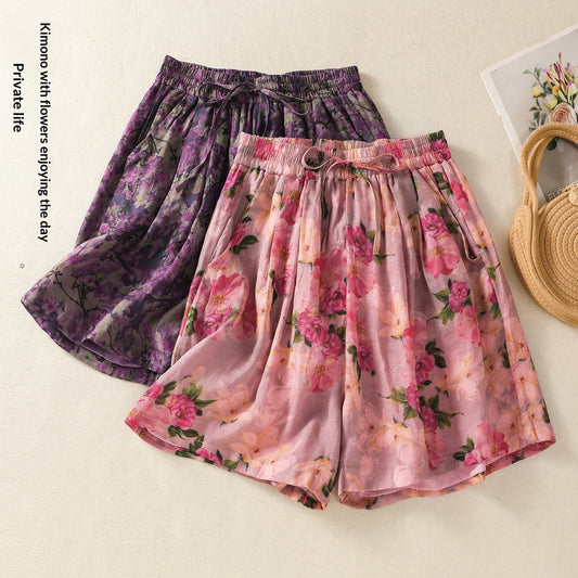 Lightweight Floral-print Shorts With A Lining