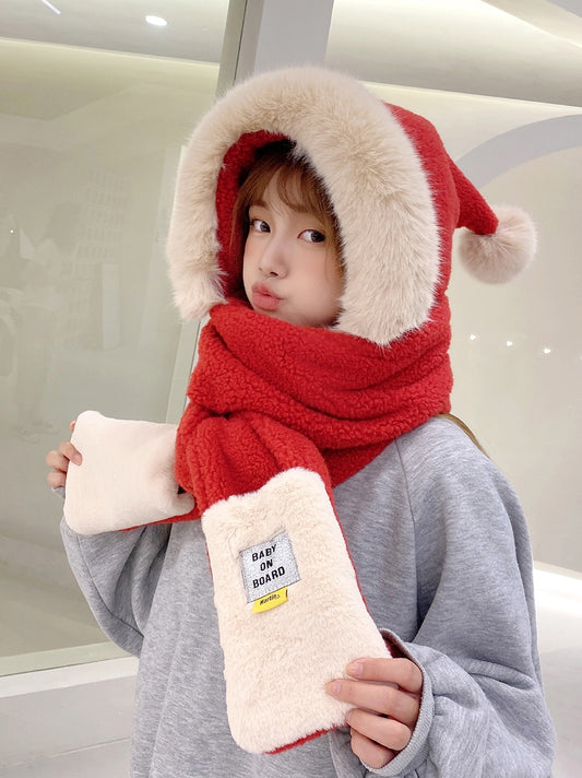 Female Winter Cute Student Double Thickened Scarf Ear Protection