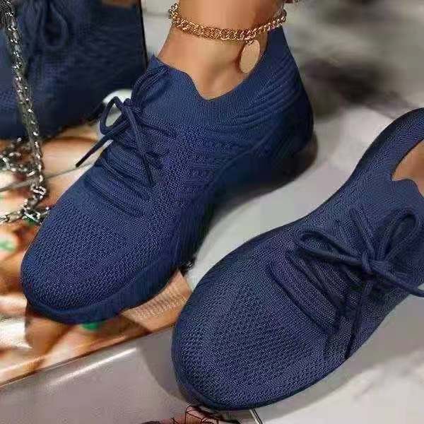 Solid Color Lace-up Flying Daddy Shoes
