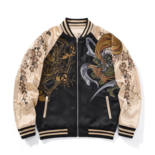 Mens Loose Fit Polyester Embroidered Chinese Style Jacket