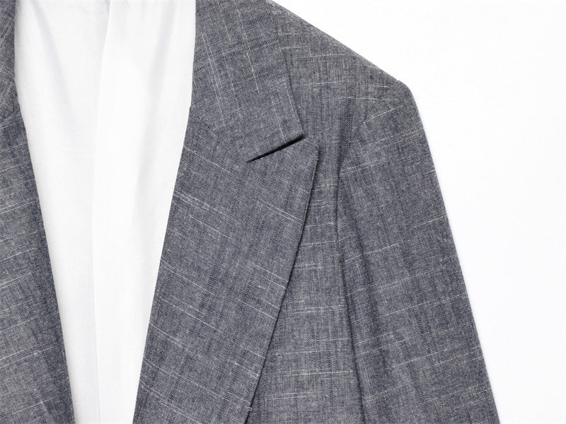 Women's Loose Casual Linen Blended Rolled Sleeve Suit Jacket