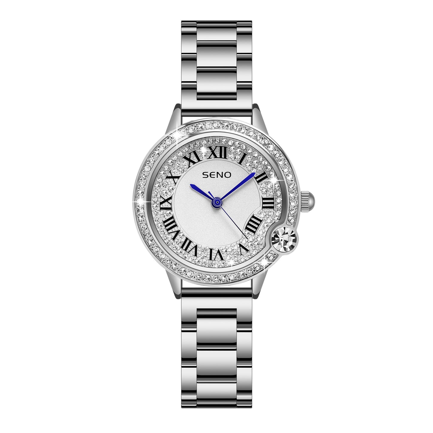 Stylish Quartz Full-Diamond Stainless Steel Waterproof Womens Watch