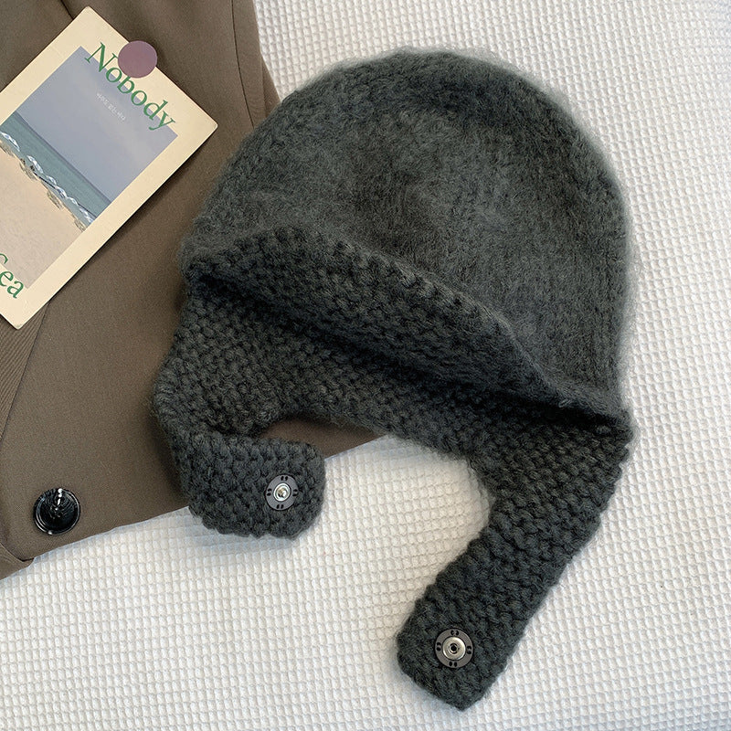Hand-knit Plush Toe And Ear Protection Beanie