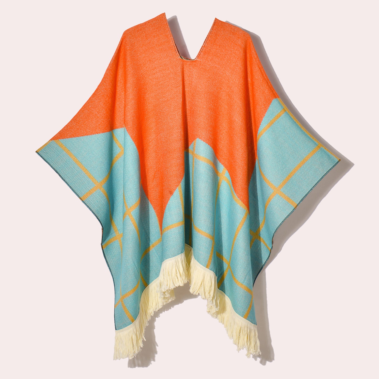 Western Denim Style Men's And Women's Shawl Tassel Pullover Keep Warm Outdoor Large Cloak