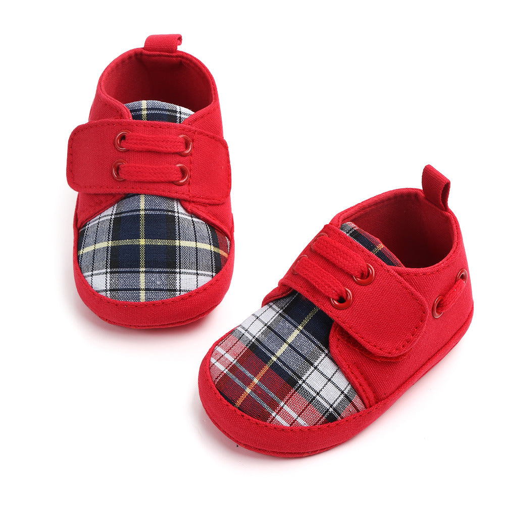 Year Old Velcro Plaid Soft Bottom Comfortable Non Slip Baby Shoes Baby Toddler Shoes Factory Direct Sales 2070