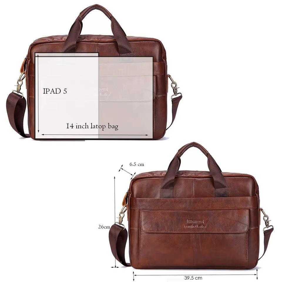Men's Genuine Leather Messenger Bags for Business and Travel - Casual Laptop Crossbody Shoulder Bags