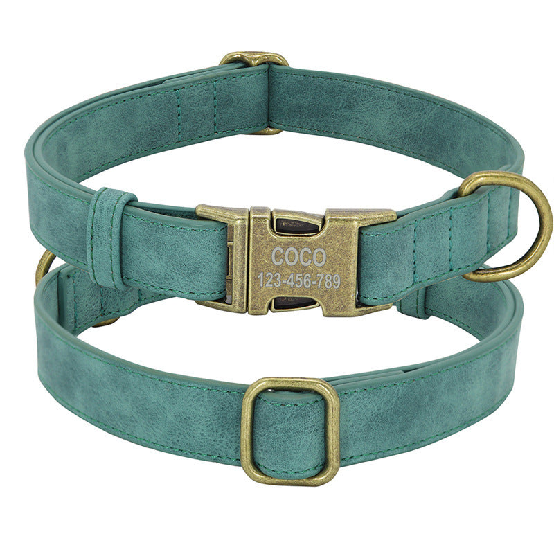 Collar Poly Urethane Leather Small And Medium-sized Dog