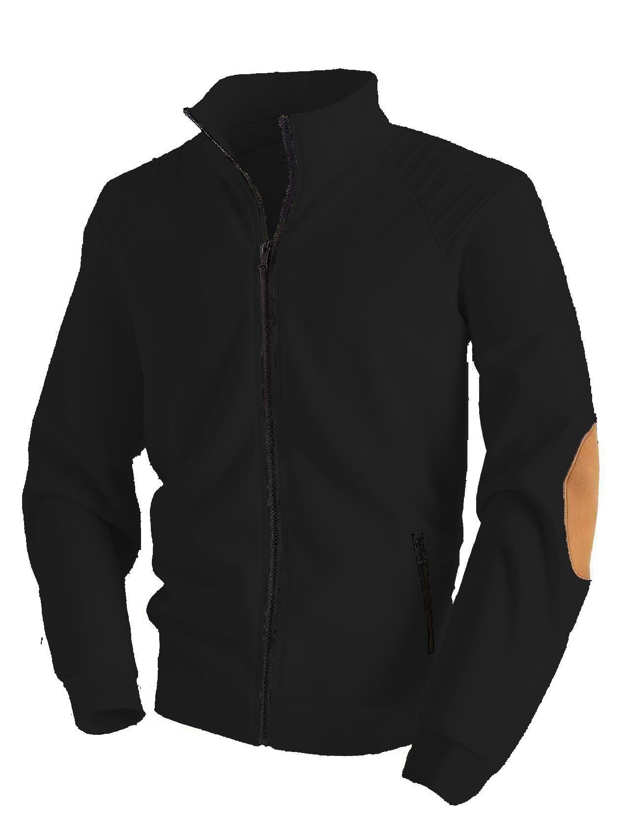 Patchwork Pleated Design Stand Collar Cardigan Zipper Men's Jacket Sweater