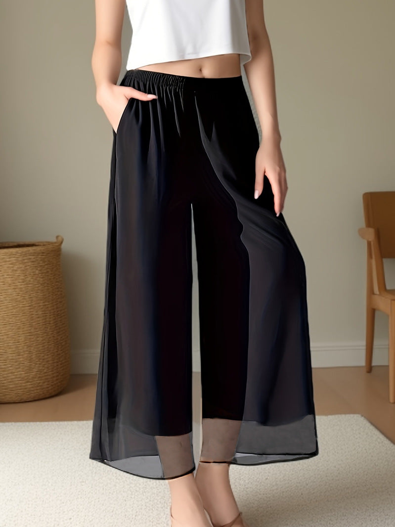 Casual Chiffon Wide-leg Pants A Trendy Loose-fitting Must-have Style For Laid-back Looks