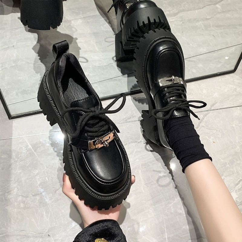 Black Mary Jane Leather Women's Pumps