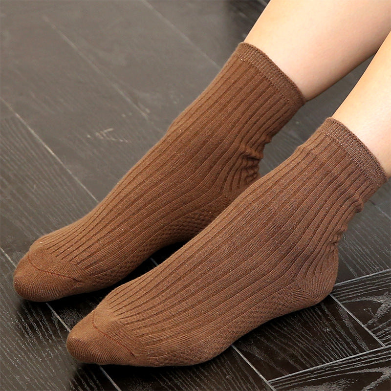 Ladies Pure Cotton Solid Color Middle Tube And Short Tube Black Women's Socks