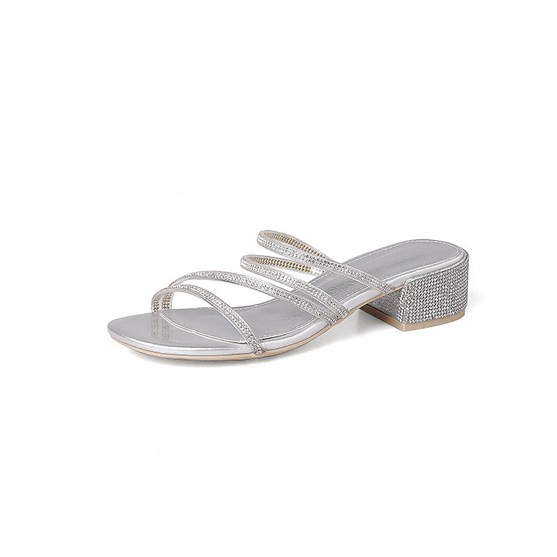 Summer Soft Bottom Fashion Thick Heel Roman Outer Wear Sandals And Slippers Women