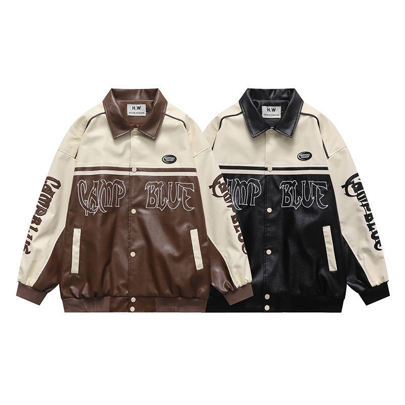 American Retro Alphabet Embroidered Lapel Baseball Uniform