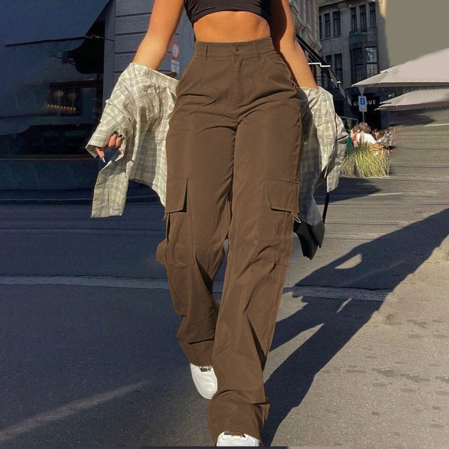 Multi-Pocket Workwear Straight-leg Trousers