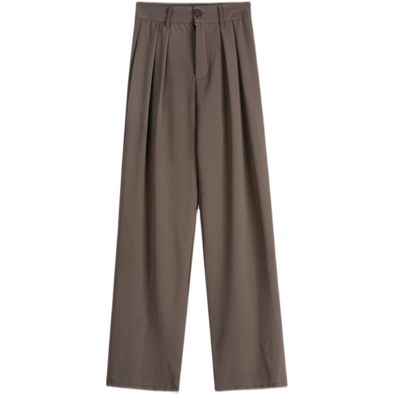 New Loose Straight Wide-leg High Waist Drooping Casual Mopping Texture Pants