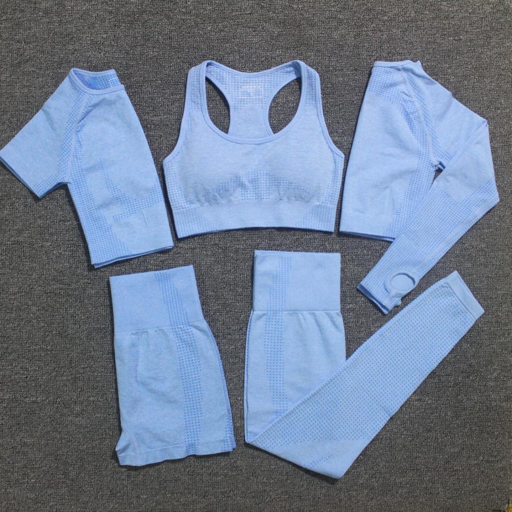 Small Dots Jacquard Seamless Ninth Pants Fitness Body Shaping Pants Five-piece Set