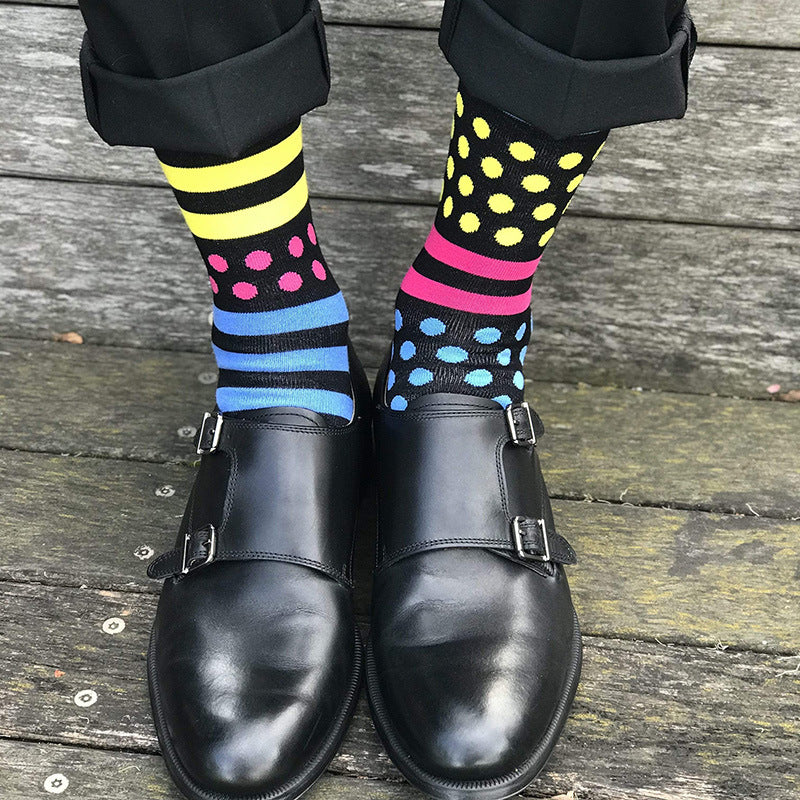 Fashion Dot Stripe Asymmetric Stockings