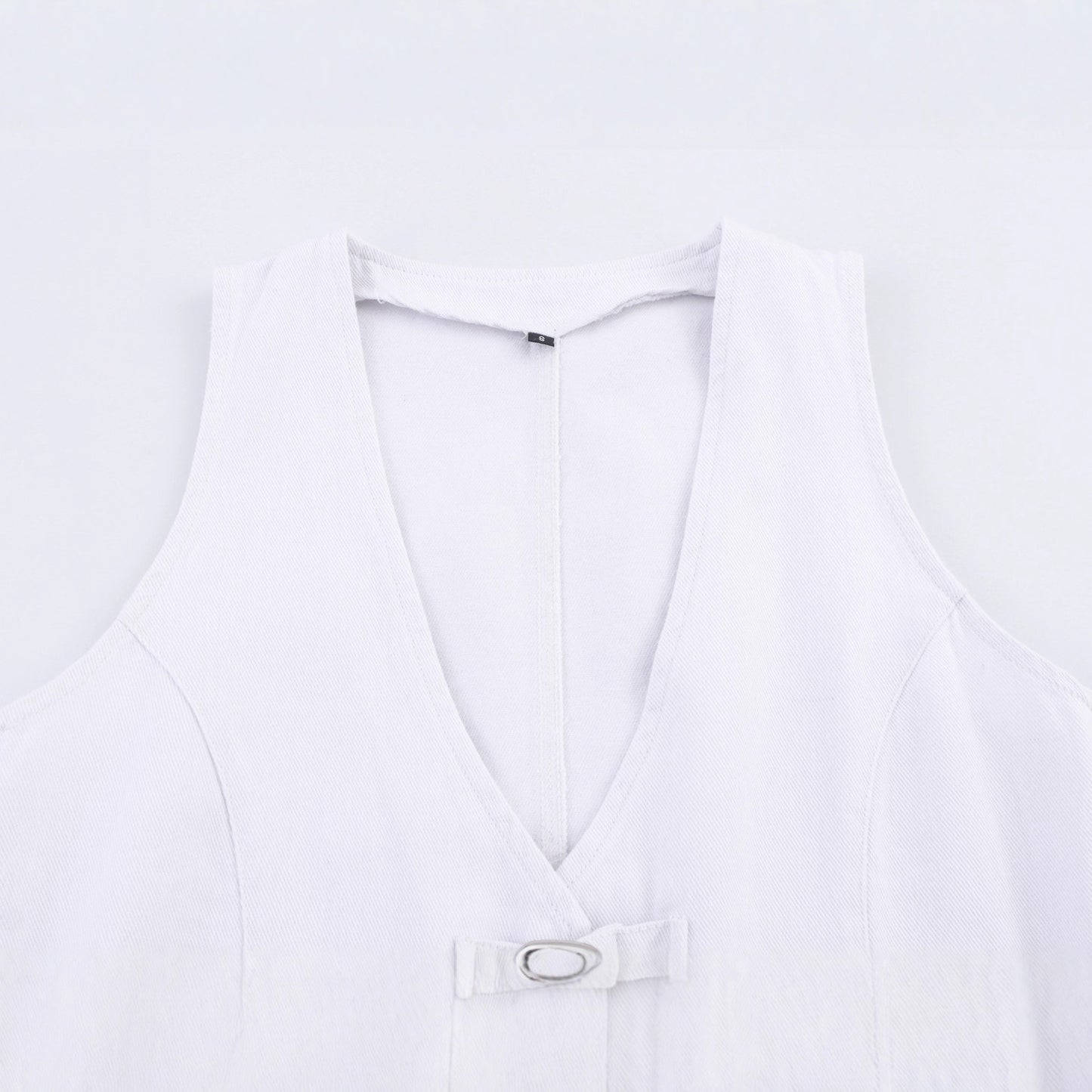 Snap-button Denim Vest Sleeveless Top For Women