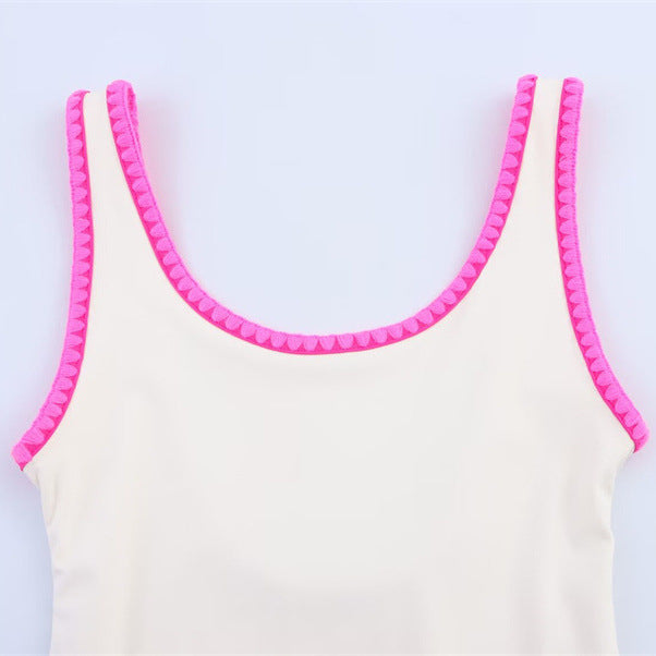 Season Simple Sexy Contrast Color Slim Fit One-piece Swimsuit