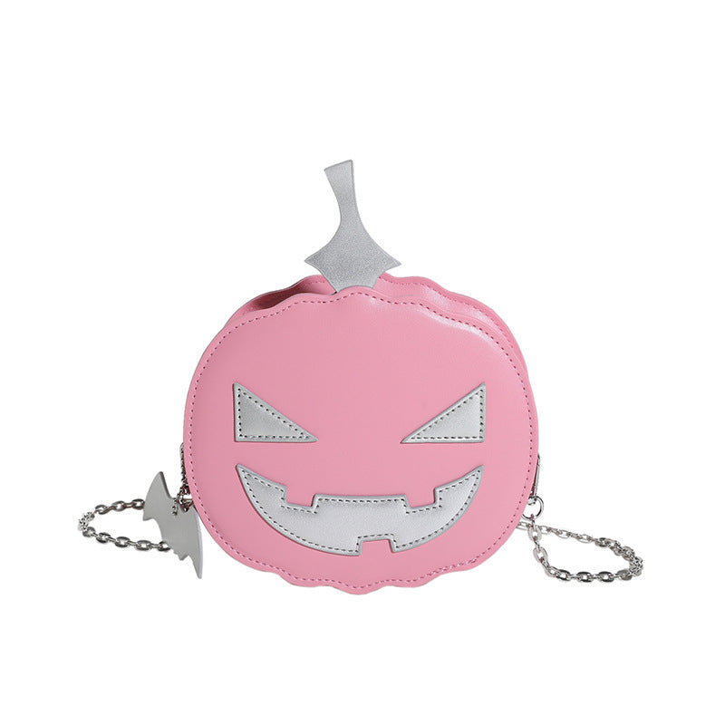 Contrast Color Cartoon Funny Pumpkin Crossbody Shoulder Bag