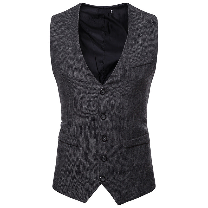 Men's Autumn And Winter Herringbone Single-breasted Vest Men's Suit