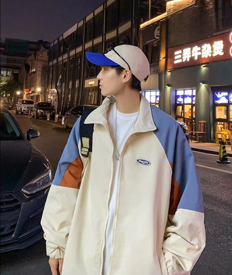 Men's Retro Hong Kong Style Color Matching Overalls