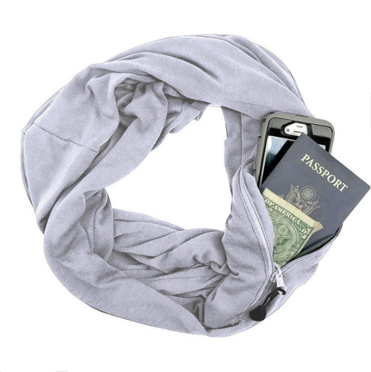 Double Layer Solid Color Pocket Scarf