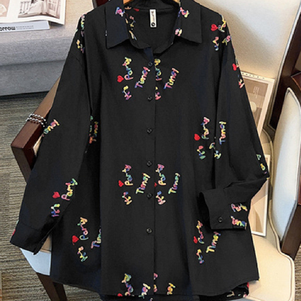 Fashion Personality Female Letter Embroidered Top
