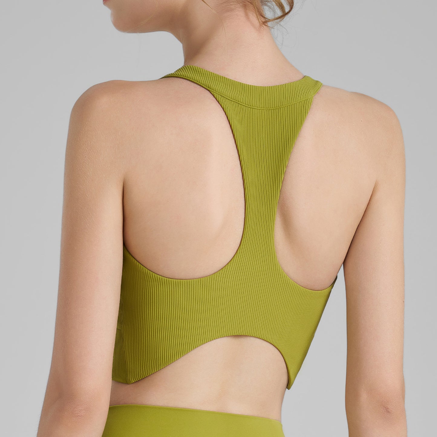High-intensity Ribbed Yoga Tank Top With Built-in Bra