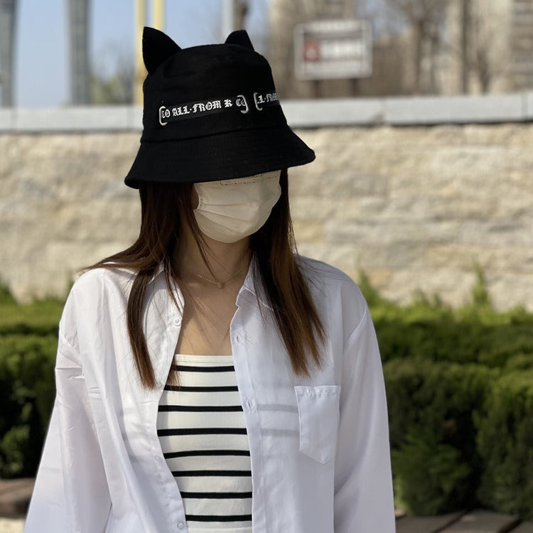 Cat Ears Girl Ribbon Bucket Hat