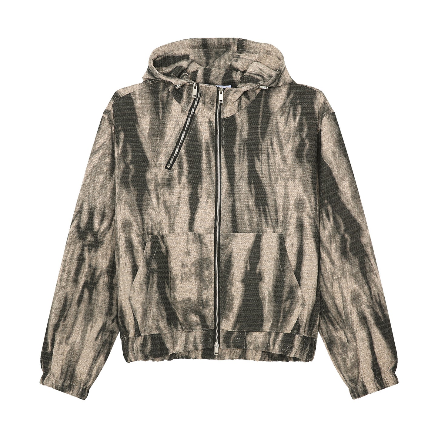 Retro Distressed Hooded Sweater Metal Zipper Design Jacket For Men
