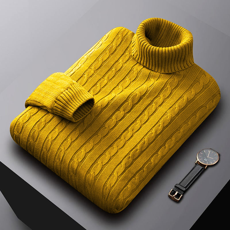 Men's Turtleneck Sweater Thick Cotton Sweater Fleece Lined Padded Warm Keeping Underwear
