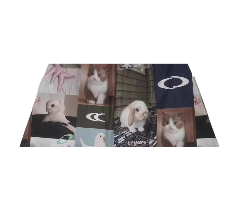 Rabbit Cat Printed Cute A Pendulum Length Skirt