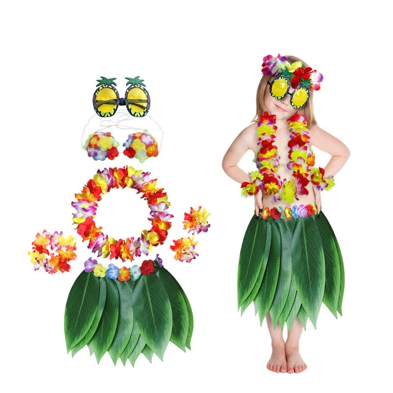 Party Hawaii Simulated Leaves Skirt Suit Dress Up Clothes