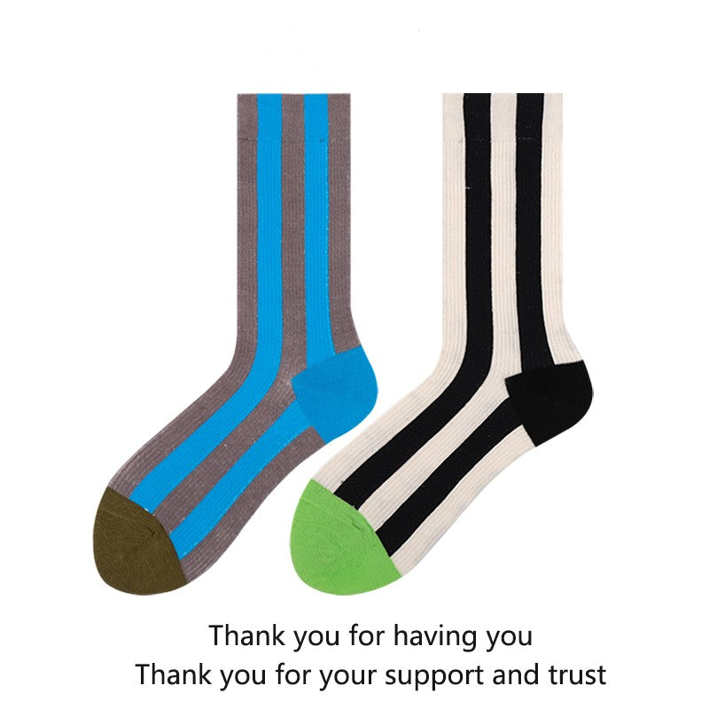 Contrast Striped Socks With Dopamine Color