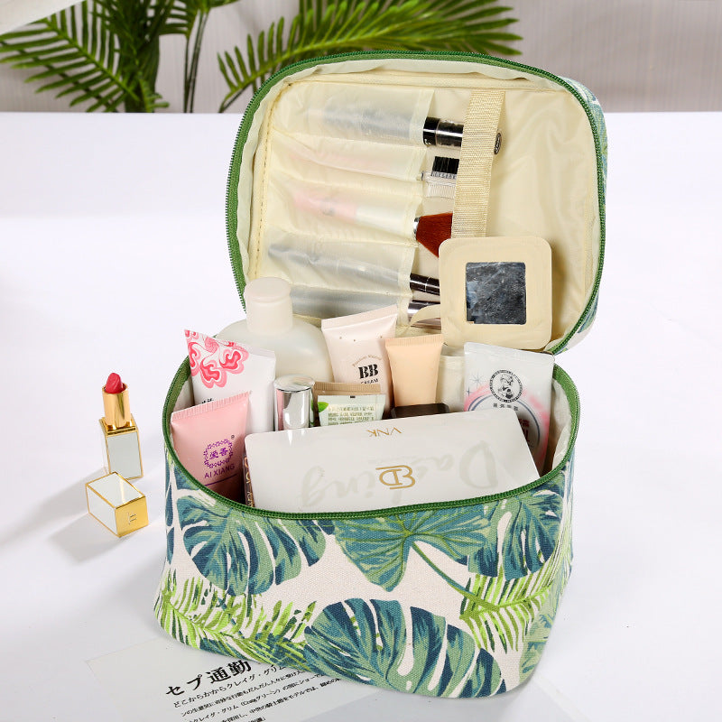 Travel Ladies Canvas Storage Bag With Large Capacity Pure Cotton Creative Printing Cosmetic