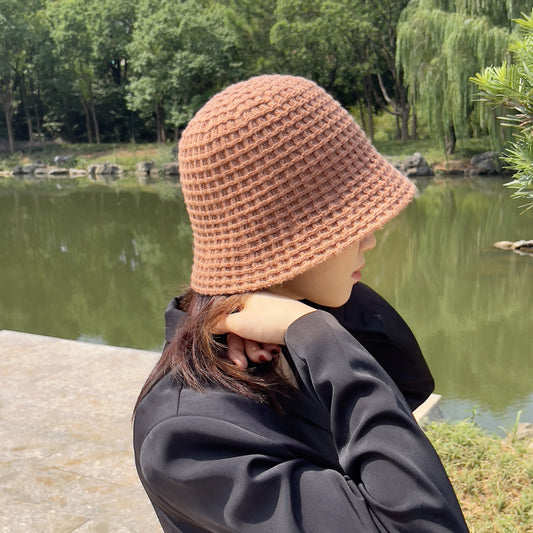 Korean Version Of Solid Color Casual Knitted Basin Hat Tide Simple Bucket