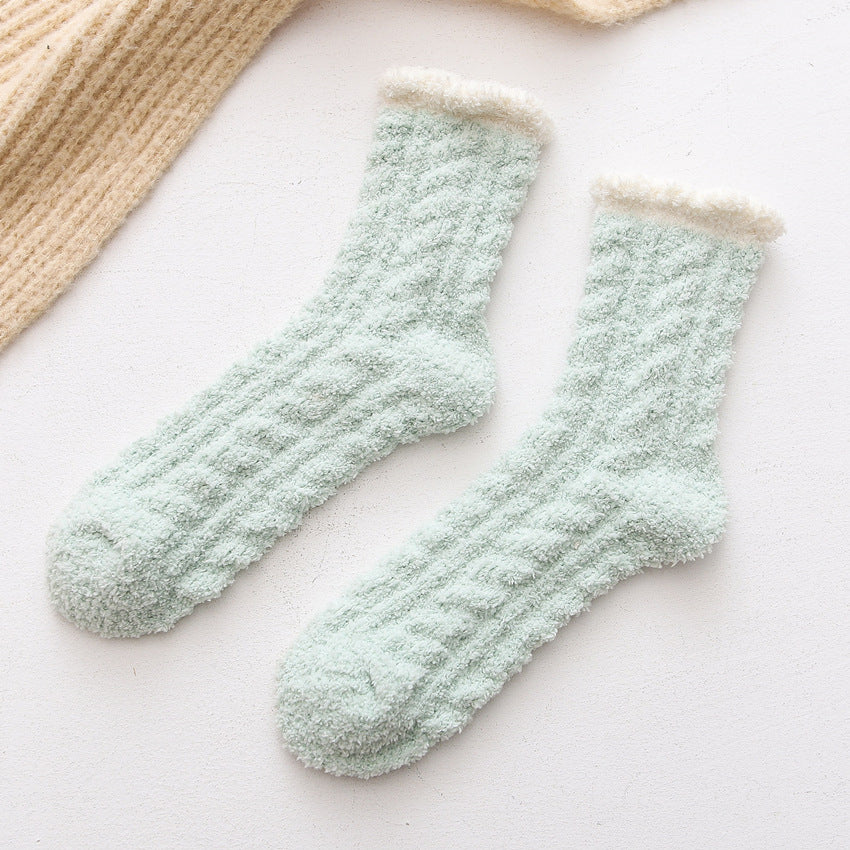 Color Twist Coral Fleece Winter Tube Socks