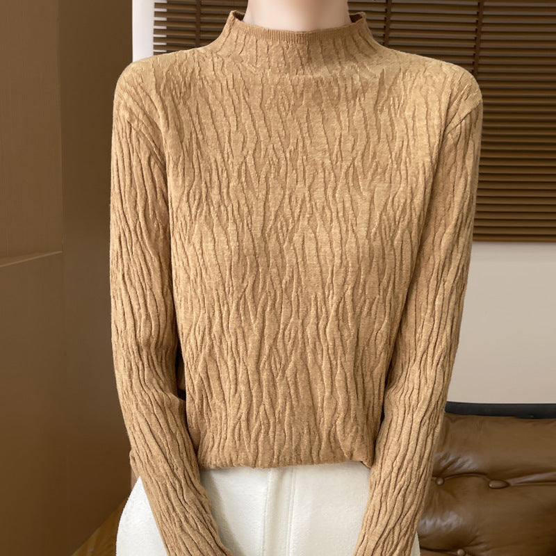 Knitted Jacquard Long-sleeved Sweater For Women As Base Layer