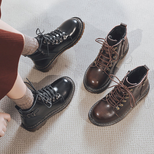 Handsome Martin Boots Leather British Style Cool Rivets