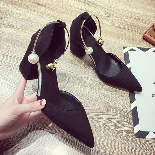 High Heeled Shoes Female New Ins Xianwang Red Pointed Wedding Shoes