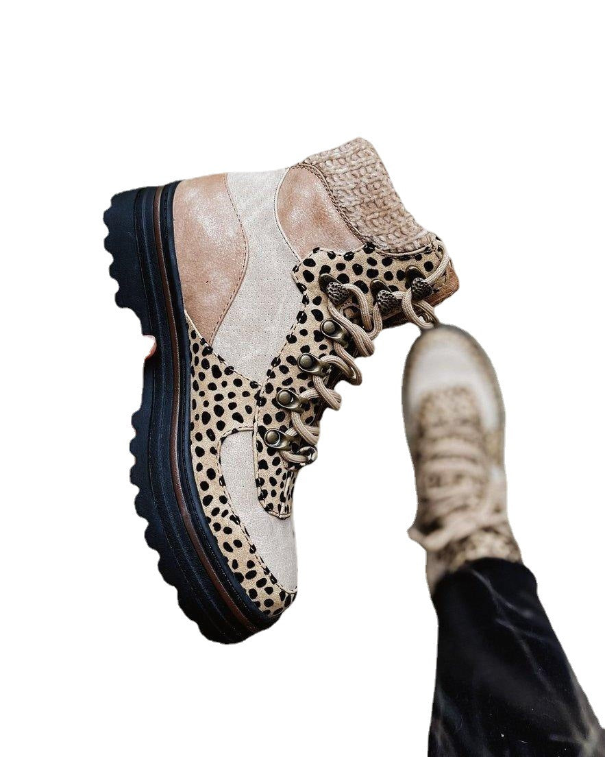 Plus Size Lace Up Martin Boots Low Top Round Toe Ladies