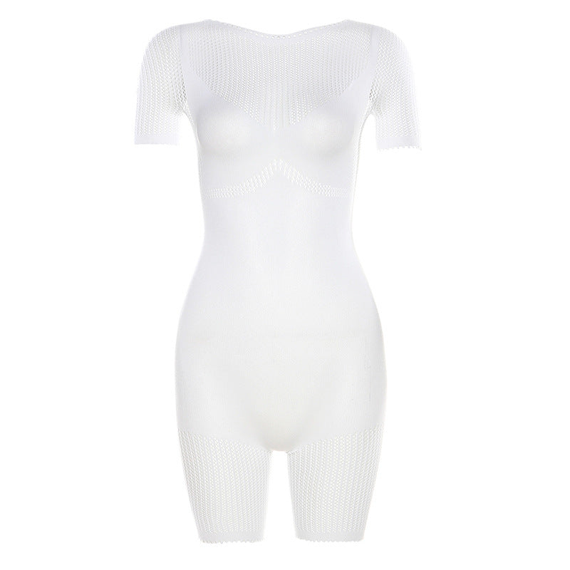 Sommer jumpsuit til kvinder - udhulet, figursyet, strikket, højtaljet, afslappet