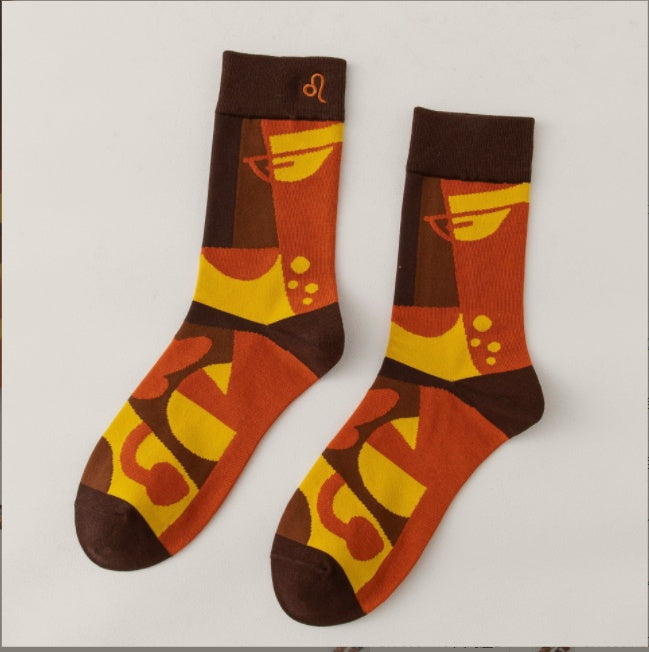 12Constellations Embroidered Socks Autumn And Winter