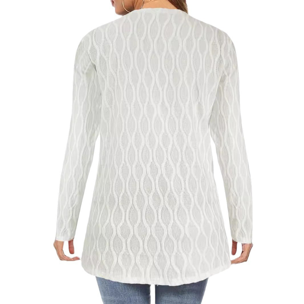 Hollow-out Casual Commuting Knitted Long-sleeve Cardigan