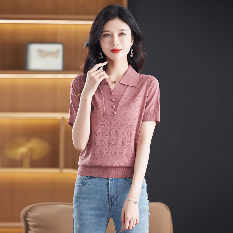 Women's Knitwear Cool Breathable Polo Shirt