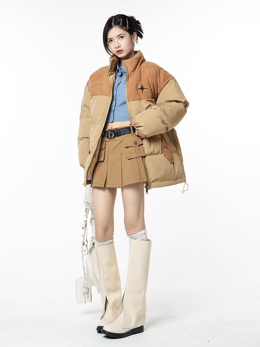 Women's Retro Stand Collar Corduroy Padded Jacket