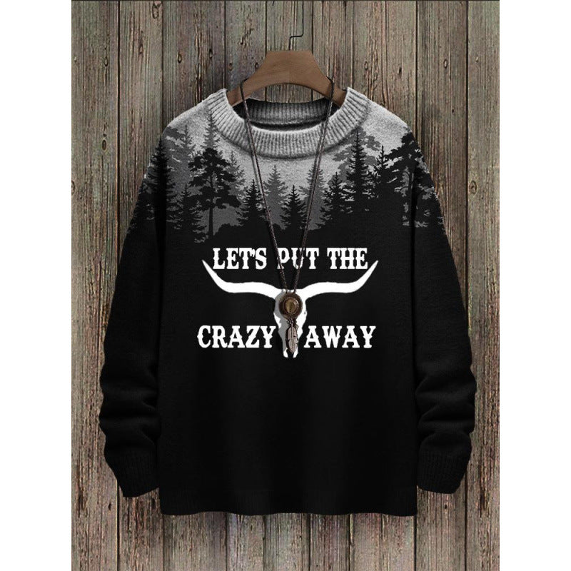 Abstract Style Digital Printing Drop-shoulder Long-sleeve Women's Sweater Casual All-matching