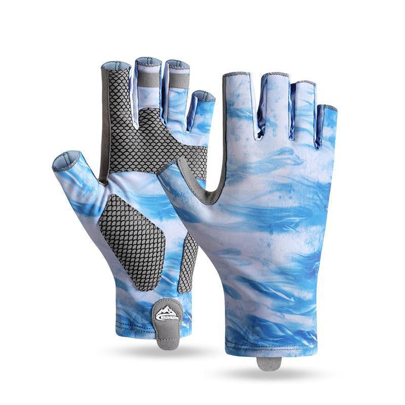 Ice Silk Sunscreen Palm Microfiber Non-slip Wear-resistant High Elastic Men's Gloves